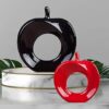 ARTISANS ALLEY Home D?cor Apple Shape Statues| Glossy Ceramic Figurines - (Set of 2 Piece, Red & Black)