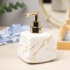 Market99 Ceramic Stone Finish Liquid Soap Dispenser (350ml) | Terrazzo White Rectangular Pump Bottle for Bathroom, Lotion, Sanitizer & Shampoo | Modern Luxury Bathing Accessory for Home & Office