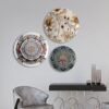 WOODHANG Eclectic Decorative Wall Plates Set of 3|Featuring 3D Floral, Vibrant Mandala & Traditional Diya Art|Modern & Ethnic Home Decor for Living Room, Pooja, Festive Celebrations|Housewarming Gift