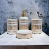 Whizzo® Luxury Bathroom Accessories Set Ceramic - Including 4 Piece Bathroom Accessories Set Soap Dispenser, Toothbrush Holder, Tumbler, Soap Dish Best Gifitng Option (White)