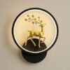 fizzytech Deer Wall Lamp – Round LED Wall Light with Golden Deer Decor | 3 Color Modes | Modern Decorative Wall Mounted Lights for Living Room, Bedroom, Hallway & Home Interior Decor