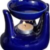 Pure Source India Oil Burner for Home, Office, with 1 Tea Light Candle, Made by Porcelain (Blue)