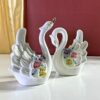 THE DECOR PARADISE Premium Ceramic Swan Couple Figurine Set ? 19 cm Glazed Porcelain with Pastel Floral Accents | Romantic Home D?cor & Elegant Gift for Wedding, Anniversary, Valentine?s Day