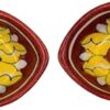 Natriel Handmade Blue Pottery Diya Diyas Earthen Assorted Colorful Diwali Decoration Puja Handpainted Home Indoor Outdoor Design Handmade Mix Color (Design-03)