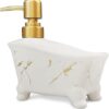 FabSeasons Luxury Bathtub-Shaped Ceramic Dish Soap Dispenser, Soap Dish Tray Hand Soap Dispenser,- Practical & Decorative Tabletop Dispenser, 415ml (Black,White,Green)