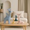Xtore Nordic Style Ceramic Deer Figurines | Minimalist Decorative Statue | Modern Home Accent for Living Room, Bedroom, Office - (Set of 4, Pastel Colors)