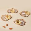 Nestasia Lotus Glass Tea Light Holder Set of 4, Diwali Decoration Items for Home Decor, Diya for Puja, White & Gold