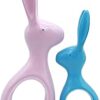 nantan Decorative Ceramic Bunny Figurines Set, Pink and Blue, 10.5 inch and 8 inch Height, Modern Home Decor