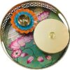 Peacock Print Tray (Iron with Enamel Work, Size 10 inch) with Lotus Diya (Brass and Iron, Size 5 inch) and Jars | Pooja Tray & Diya Set with jar