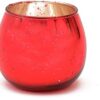 OGGN Mercury Glass Tealight Candle Holder Set/T-Light Holder for Diwali Decoration Items, Red (Pack of 1)