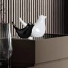 THE SACRED GIFTS Creative White and Black Glossy Ceramic Birds Figurines for Home Decoration | Figurine Accessories Party | Art Gifts | Gifting Items | Homewarming Tabletop Centerpiece (Set of 2)