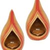 Coconut Diya Lamp | Diyas for Home Decoration | Ceramic Coconut Oil Lamp | Big Size L*B*H=(8.5*8*14) cm and Oil Capacity 10ml (Piece of 2)