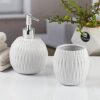Kookee Ceramic Bathroom Set – Stylish 2 Piece Bath Accessories Kit with Soap Dispenser, Toothbrush Holder – Modern & Designer Decor for Home & Guest Bathrooms (11108)
