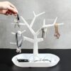 wolpin Plastic Tree Key Holders With Tray For Dressing Table Home Decor Hallway Multiple Key Hanger,Watch Holder Decorative Storage Box,White
