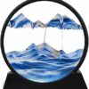 FEBLICH 3D Moving Sand Art Picture Glass Liquid Painting Natural Landscape Showpieces for Home Decor, Antique Gifts for Kids, Office Desktop Decoration, Desk Table Decorative Items (Blue)