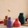 Craftribal's Artisan's Aura Multicolor Vase Set of 4 for Home Decor Vases Living Room Flower Pot for Showpieces Centrepiece Dry Flower Pampas Grass Vase Antique Decor Items