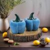 Earthystone Ceramic Capsicum Decorative Pickle Jar Food Storage Jar Multipurpose aachar masala Jar For kitchen and Dining table 500 ML set of 1 (Blue)