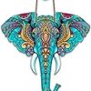 Artvibes Designer Elephant Wooden Wall Hanging for Home Decor | Hamsa Hand Decoration for Livingroom | Modern Artworks Items | Peace Charm Door Accent Decorative Hangings