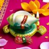 Potter's Magic Ceramic Shankh Diya | Sangu Chakara Diye for Pooja Room Decor | Shanku Chakara for Home, Office Table Showpiece Figurine