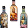 Artvibes Meditating Gautam Buddha Wooden Wall Hanging for Home Decor | Decoration Items for Livingroom | Art Item for Office | Decorative Mdf Wall Hanger Artwork (WH_9507N), (Set of 3)