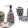 Old Edge Ceramics Combo Pack – Hand-Painted Bathroom Accessories Set of 6 | Multi & Blue Ceramic Soap Dispensers, Soap Dishes & Toothbrush Holders | Stylish & Elegant Bathroom Decor Set