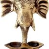 Two Moustaches Brass Ganesha Wall Hanging Diya with Bells for Home Decor, Brass Hanging Diyas Oil Lamp, Diwali Gifts, Diyas for Diwali, Ghanti for Pooja, Temple Decor, Standard