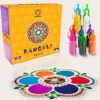 Comelyns 10 Rangoli Colour Powder Tube Kit Diwali Decoration Items Bottles Tool Floor Art Rang Best Rangoli Color for Diwali Pooja Mandir Decor (Pack of 10)