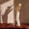 Glimpse Homes Boot Vase | Modern & Minimalist | 11 inch Ceramic Flower Vase (Gloss White)