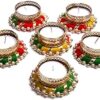 Prapti Handicrafts Handcrafted TeaLight Candle Holders Pack of 8 Units for Diwali Decoration/Diya with Candles, Metal