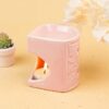 AuraDecor Handcrafted Small Ceramic Burner with 1 T-Light Candle for Home Decorations (Pink)