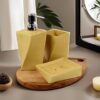 Ceramixs Ghar Ceramic Bathroom Accessories Set for Utility and Bathroom Decor | Liquid Soap Dispenser, soap Tray, Toothbrush Holder Hand Crafted (Color : Yellow) NBATH_0024
