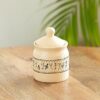 ExclusiveLane 'Art Of Warli' Ceramic Pickle Jars for Dining Table Ceramic Container with Lid(Non Air-Tight,280 ml)| Jars for Kitchen Storage Pickle Jar for Storage Chutney Jar Achar Barni,Multicolor
