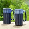 StyleMyWay ?Luxurious Midnight Blue? Studio Pottery Dual Tone Beer Mugs (Set of 2, Prussian Blue, 550 ml Each) | Beer Mugs | Milk Mugs