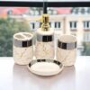 JD Enterprise Ceramic Bathroom Set – Italian 4 Piece Bath Accessories Set with Soap Dispenser, Toothbrush Holder, Tumbler & Soap Dish – Modern Décor for Home & Gift Bathrooms, White (JD-BS-796-White)