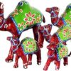 DreamKraft Handcrafted Paper Mache Camel Showpiece Perfect for Home Festive Gifting, Housewarming Present, and Decorative Purpose (Set of 5, Red)