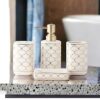 JD Enterprise Ceramic Bathroom Set – Italian 4 Piece Bath Accessories Set with Soap Dispenser, Toothbrush Holder, Tumbler & Soap Dish – Modern Décor for Home & Gift White (JD-BS-823-WHITE)
