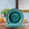 VarEesha Hand-Made Peacock Green Hand Painted Ceramic Side Plates Set of Four|Dinner Plates Microwave & Dishwasher Safe Ceramic Plates for Dinner | Quarter Plates Set of 4 | Dinner Side Plates