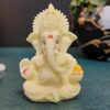 Gold Art India Ivory Ganesha Idol for Car Dashboard,Lord Ganpati Diwali Gifts, Home Decor, Office Desk, House Warming (IVORYMUKUT (Size: 3.5 x 2 inches), Ceramic, Religious