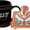Alwaysgift Happy Diwali Greetings Especially for You, Exquisite Diwali Gift Set with Decorative Ganesha Idol on Chowki and Festive Ceramic Mug, Ideal for Home D?cor and Special Gifting