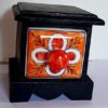 MARWAL HANDICRAFTS Artistic, Handcrafted Blue Pottery Wooden Ceramic Storage Box, Decorative Box, Home Decor, Table Decor, Handicraft Item, Vanity Box (Black, Standard Size)