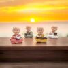 Decorative Ceramic Monk Figurines Set, 4 Pieces, Colourful Traditional Robes, Meditation and Reading Poses