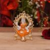 Collectible India Ceramic Lakshmi Idol, 3.5 x 2.5 x 1.5 Inches, Gold & White, (Model: LMAS110)