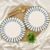 StyleMyWay"Kyoto Collection Handpainted Ceramic Dinner Serving Plates (Set of 2, White and Blue, 10 inches) | Full Plates | Platter