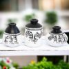 Yourowndcor Warli Hand-Painted Terracotta Pots Vases for Living Room & Home | Decorative Miniature Showpiece Artifact Set, Mini Pots, Pack of 3 (White, 7.1 x 7.1 x 9.7 CM)