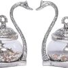 KridayKraft Metal Kissing Swan (Duck) Glass Bowl with Spoon for Saunf Supari Tray, Dry Fruit and Candy,Mukhwas Traditional Serving Bowl Set,Pack of 2 Pieces,Animal Showpiece Figurine & Gifting idol...