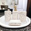 JD Enterprise Ceramic Bathroom Set – Italian 4 Piece Bath Accessories Set with Soap Dispenser, Toothbrush Holder, Tumbler & Soap Dish – Modern Décor for Home & Gift Bathrooms, White (JD-BS-794-White)