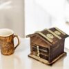 DECORITY DREAMS Wooden Handcrafted hut Shaped Coaster Set of 6 for Kitchen, Dining Table Decorative Item for Table, Home, Gifting