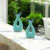 The Pottery Muse Decorative Ceramic Vases, Turquoise Blue, Set of 2, Textured Design, Home Decor Accent with Unique Glazed Finish, Perfect for Living Room, Office or Gift