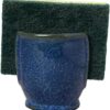 QimacPlus Overseas Sponge Holder with Sponge - Handcrafted Blue Ceramic U-Shaped Sponge Holder Sponge for Stylish and Hygienic Kitchen Organization and Decor