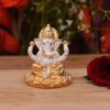 Collectible India Gold Plated Ganesha Idol Showpiece for Car Dashboard - Lord Ganesh Ganpati Statue Figurine God of Luck & Success Gifts Home Decor (Size: 2.5 x 2 inches).